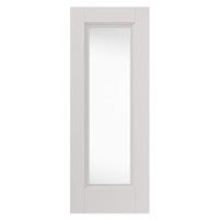 Belton White Primed 35x1981x686mm clear glazed door is comprised of clear flat safety glass panel with decorative flush mouldings. With a solid core construction that makes the door feel strong and stable, Belton clear glazed door is white primed for finish painting.