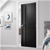 City Black Painted 35x1981x838mm internal door features contemporary art deco style door design and comes with black painted finish. City Black Painted door is constructed with robust 9mm MDF panels and solid lock blocks and can be fitted with regular handles, latches and hinges.