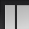 City Black Painted Clear Glazed 35x1981x838mm Internal Door features Contemporary art deco style door design. This door is comprised of clear flat safety glass, constructed with individual panes of glass for added stability.