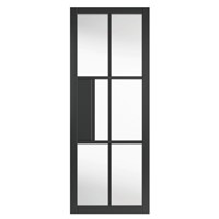 Civic Black Painted Clear Glazed 35x1981x838mm internal door features contemporary industrial style door design. It can be fitted with regular handles, latches and hinges.