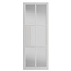 Civic White Painted Clear Glazed 35x1981x610mm internal door features Contemporary industrial style door design, white painted finish, clear flat safety glass. It can be fitted with regular handles, latches and hinges. It is suitable for Pocket Door System.