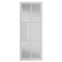 Civic White Painted Clear Glazed 35x1981x686mm internal door features Contemporary industrial style door design, white painted finish, clear flat safety glass. It can be fitted with regular handles, latches and hinges. It is suitable for Pocket Door System.