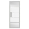 Metro White Painted Clear Glazed 35x1981x838mm internal door is perfect for &#39;industrial style&#39; interiors because of its contemporary ladder style door design. It comes with white painted finish. This door benefits from solid construction.