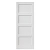 Montserrat White Primed 35x1981x686mm shaker panel internal door is comprised of an MDF face with four recessed panels. It is high quality white primed for finish painting. This door benefits from a solid core construction allowing it to be one of the sturdiest options available. White internal doors offer a simple and minimalist look that complements almost any interior.