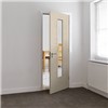 Tigris Ivory Clear Glazed 35x1981x838mm laminate internal door comes with ivory coloured wood effect making it suitable for contemporary look. Uniform finish makes it ideal for matching. This door benefits from semi-solid core construction.