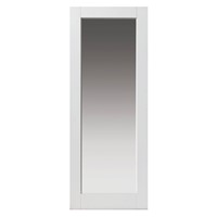 Tobago White Primed Glazed FD30 44x1981x762mm shaker panel internal door comes with clear flat safety glass. It is high quality white primed for finish painting.