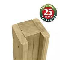 This 1.8m slotted end fence post is 100mm x 100mm in a nominal planed finish with two 54mm x 25mm slots to enable panels from our Jacksons range to be easily slotted into position. Suitable for a fence height of 1.05 or 1.2 metres.The unique, accredited, Jakcure&#174; treatment process allows Jacksons to guarantee their timber fencing for 25 years against wood-boring pest, and wet or dry rot.