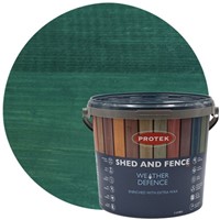 2no Protek 5ltr Shed &amp; Fence Wood Stain Dark Green + FOC Brush