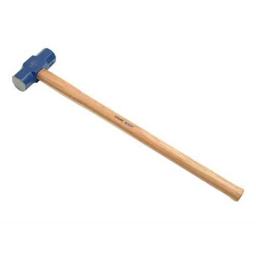 A heavy, long handled general purpose hammer used mainly for building work. Typical uses include setting fence posts, striking timber splitting wedges and breaking up concrete. Because safety is a major concern when using sledge hammers and they have to withstand heavy applications, both striking faces are precision ground, hardened and heat treated. With a selected fully seasoned hickory handle, fitted by a unique combination wedge. Manufactured in accordance to BS876.