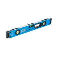 Our Ox Pro 900mm (3ft) spirit level is one of the most robust on the market and our most popular with all tradesmen. It features a unique dual view making it easy to read from any angle, shock proof end caps which help prevent damage if dropped and silicone air cushioned handles for ease of handling.
