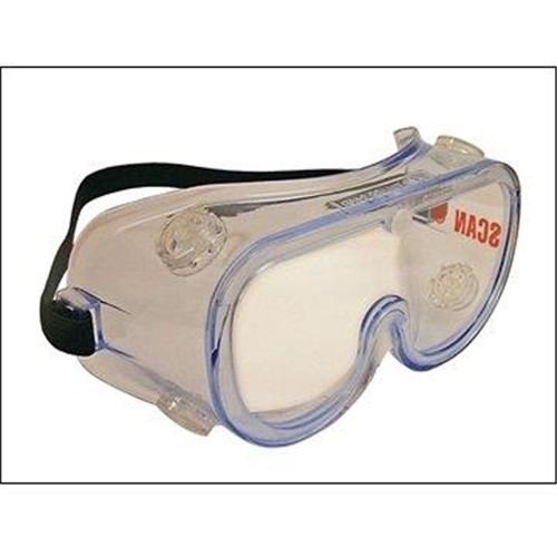 Scan Indirect Vent Safety Goggles are ideal for use with power tools, particularly angle grinders and high powered drills and saws. With lenses made from tough polycarbonate, these goggles will withstand medium energy, high speed impacts of up to 120m/s (270mph). The lenses are clear and UV resistant. These goggles provide excellent protection from liquid droplets or splashes, large dust particles and molten metals. They can be worn over spectacles and the soft vinyl flanges around the goggles ensure comfort and conformity to facial contour.