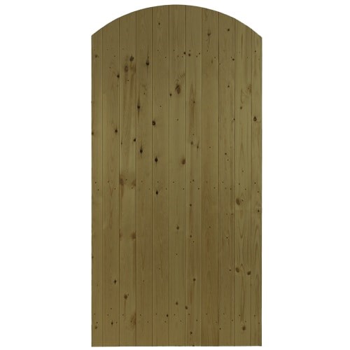 Priory 1830mm H x 900mm W Brown Treated Curved Top T&G Matchboard Gate
