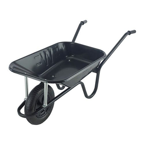 Contractor Black 85ltr Extra Heavy Duty Wheelbarrow Pneumatic Wheel